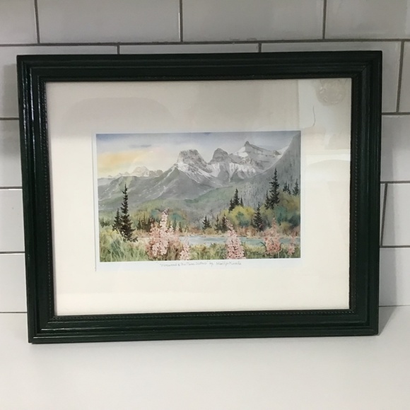 Marilyn Kinsella Framed Art Print ‘Fireweed & the Three Sisters‘ Signed - Picture 1 of 8